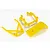A set of three bright yellow plastic RC car bumper components on a white background.