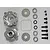 Rovan silver aluminium differential housing kit including two housing halves, two gears, bearings, O-rings, and various mounting screws.