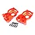 Two orange anodized aluminium differential case halves and eight black hex head screws on a white background.