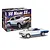 A Revell 1/24 scale 1966 Chevrolet Malibu SS model kit box next to a fully assembled and painted white model car.