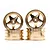 Four gold-coloured 5-spoke aluminium RC car rims stacked against a white background.