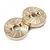 Two circular brass axle weights for an RC car, featuring a drilled and slotted brake disc design, isolated on a white background.