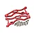 A pair of red anodized aluminium front lower suspension arms for an RC car, including mounting screws and ball studs.