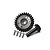 GPM Racing carbon steel differential gear set including a large ring gear, a small pinion gear, and four mounting screws on a white background.
