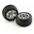 Traxxas 2.8" Front Alias Ribbed Tyres on Chrome Twin-Spoke Rims - Glued Wheels 2Pcs 5574