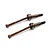 Two brown metal RC front drive shafts with universal joints and threaded ends, labeled YR 42.