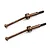 Two brown steel RC drive shafts with universal joints and threaded ends, marked with UR 39, isolated on a white background.