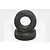 Two black rubber RC crawler tyres stacked on a plain white background.