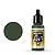 A 17ml bottle of Vallejo Model Air IJA Midouri Green acrylic airbrush paint with a black dropper cap and a circular green paint swatch next to it.