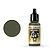 A 17ml bottle of Vallejo Model Air IJA Dark Green acrylic paint with a black dropper cap, shown next to a dark green color swatch.