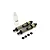 Two Kyosho aluminium RC shock absorbers with black springs, a small bottle of shock oil, and four small black plastic spacers on a white background.