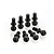 Eight black metal ball studs for RC vehicles arranged on a white background.