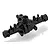 A black plastic HSP front or rear gear box housing for an RC car, shown from a high-angle perspective against a white background.