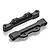 Two black aluminium upper suspension arm braces for an RC car, shown from an angled perspective on a white background.