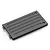 A black anodized aluminium centre chassis skid plate for an RC car, featuring recessed grooves and two countersunk mounting holes.