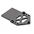 A black anodized aluminium servo and ESC mounting tray for an RC vehicle, featuring a flat section and a cutout section with multiple mounting holes.