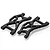 Two black aluminium lower suspension arms for an RC car, shown from an angled top-down perspective against a white background.