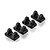 Four black plastic rear linkage mounts for HSP RC cars, arranged in a diagonal row on a white background.