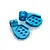 Two blue anodized aluminium rear body post mounts for an RC car, shown from a high angle on a white background.