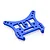 A blue anodized aluminium rear shock tower for an RC car, featuring multiple mounting holes and cutouts.