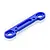 A blue anodized aluminium rear suspension arm pin brace for an HSP RC car, shown from a high-angle perspective against a white background.