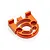An orange anodized aluminium RC motor mount plate with a central circular opening and mounting holes, shown against a white background.