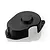 A black plastic gear cover for an RC car, featuring a textured finish and two mounting holes, isolated on a white background.