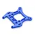 A blue anodized aluminium front shock tower for an HSP RC car, featuring multiple mounting holes and a central cutout.