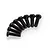 A set of eight black metal button head screws arranged in a fan shape on a white background.