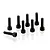 A set of eight black metal cap head screws with hex sockets, arranged on a white surface.
