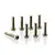 A set of eight silver-coloured metal cap head screws with hexagonal sockets, arranged on a white background.