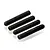 Four black metal grub screws with fine threads arranged diagonally on a white background.