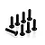 Eight black metal countersunk screws with hex drive heads arranged on a white surface.