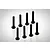 A set of eight black metal button head screws arranged in two rows against a white background.