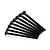 A set of eight black metal button head screws arranged in a fan shape against a white background.