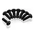 Eight black button head RC screws arranged in a semi-circle on a white background.