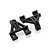 Two black plastic RC shock tower braces for HSP vehicles, shown from an angled perspective against a white background.