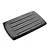 A glossy black RC car roof cover with molded ridges and mounting holes, viewed from a high angle against a white background.