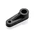 A single-arm black plastic servo horn for RC vehicles, shown from a high-angle perspective against a white background.