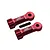 Two red anodized aluminium GPM Racing middle shaft heads with a single black grub screw on a white background.