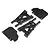 HPI Racing rear suspension arm set including two black plastic suspension arms and two matching flat protective plates on a white background.