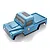A blue pre-painted RC crawler body shell by RGT, featuring a pickup truck design with black fender flares and RGT branding on the side.