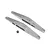 Two silver metal lower trailing arms for a Losi Super Baja Rey RC car, shown with a small black rubber bushing on a white background.