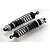 Two assembled RC shock absorbers with black bodies, silver adjustment rings, and black springs against a white background.