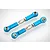 Two blue anodized aluminium adjustable RC turnbuckles with silver metal ball ends on a white background.