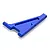 A blue anodized aluminium front chassis brace for an RC car, shown from an angled perspective on a white background.