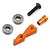 Yeah Racing orange aluminium belt tensioner set for HPI Sprint 2, including a metal arm, two bearings, a spacer, and a screw.