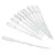 A set of ten clear plastic graduated transfer pipettes arranged on a white background.