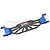 A GPM Racing blue aluminium and carbon fibre battery hold-down bar for RC cars, featuring a skeletonized design and the GPM logo.