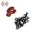A set of RGT RC spare parts including several black metal R-clips and orange rubber O-rings on a white background.
